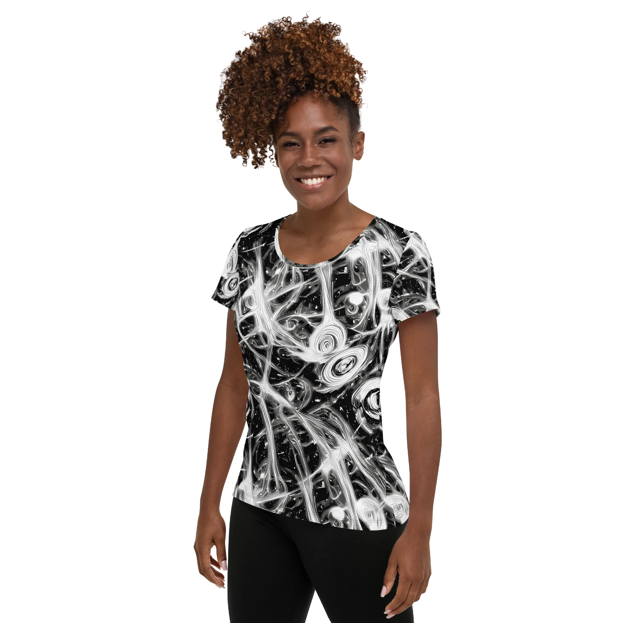 Monochrome Melt on Women's Athletic T-Shirt — Left