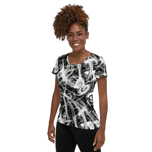 Monochrome Melt on a Women's Athletic T-Shirt