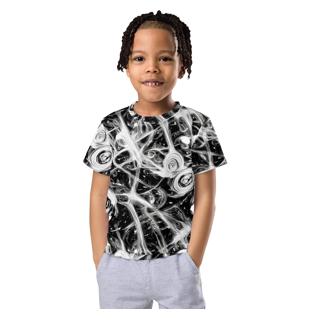 Monochrome Melt on Kids Crew Neck T-Shirt — Front