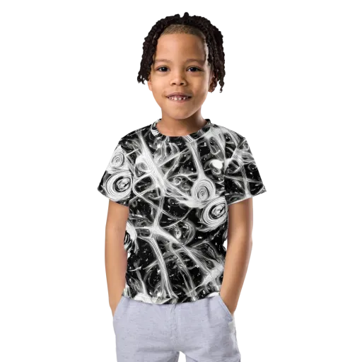 Monochrome Melt on a Kids Crew Neck T-Shirt