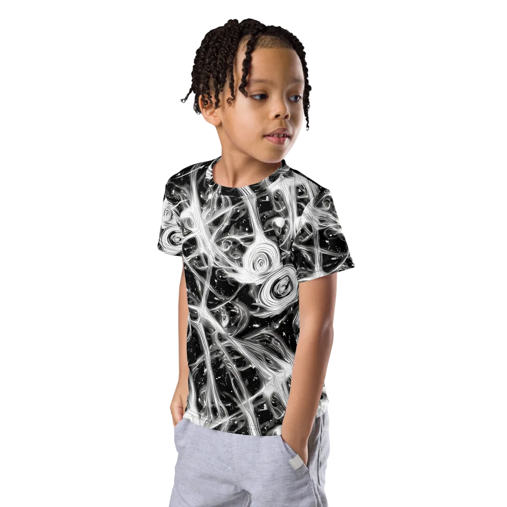Monochrome Melt on Kids Crew Neck T-Shirt — Left Front