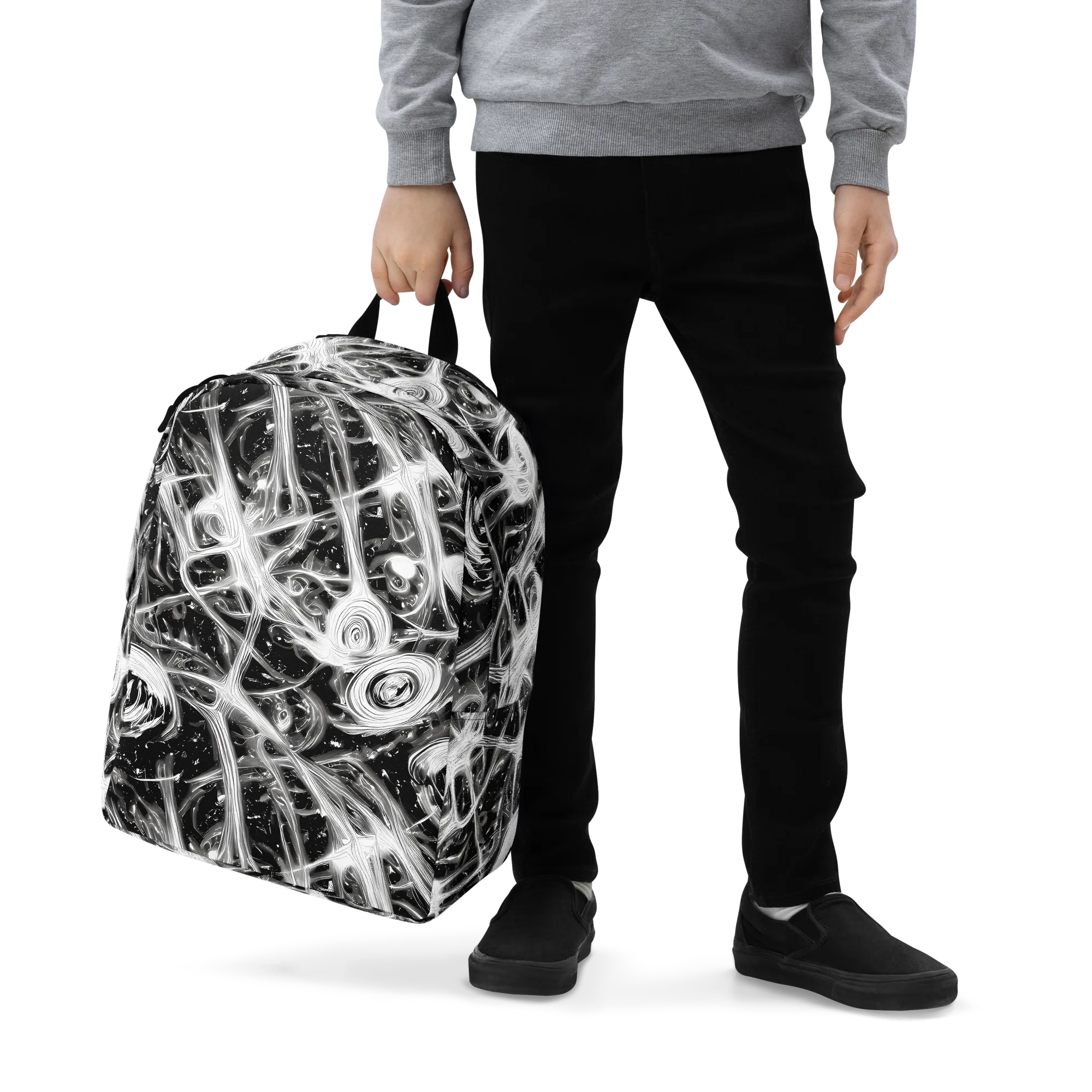 Monochrome Melt on Minimalist Backpack — Zoomed-in