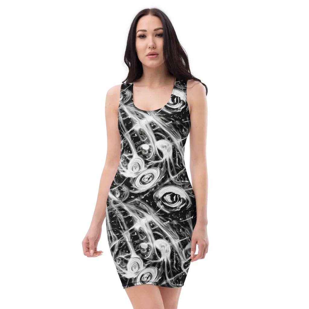 Monochrome Melt on Bodycon Dress — Front