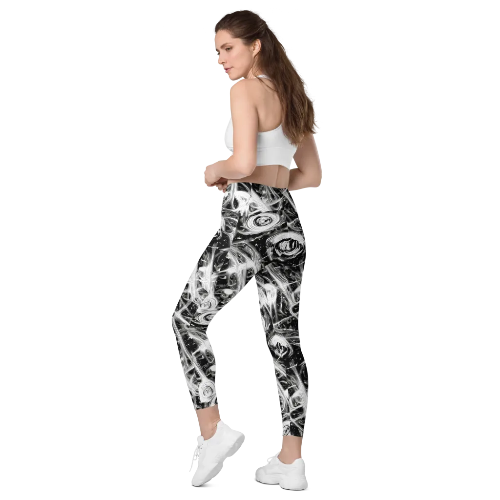 Monochrome Melt on Leggings with Pockets — Left Back