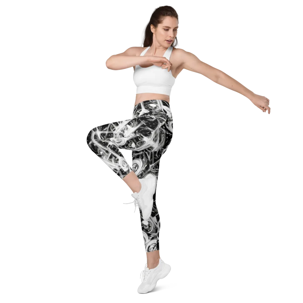Monochrome Melt on Leggings with Pockets — Left Front