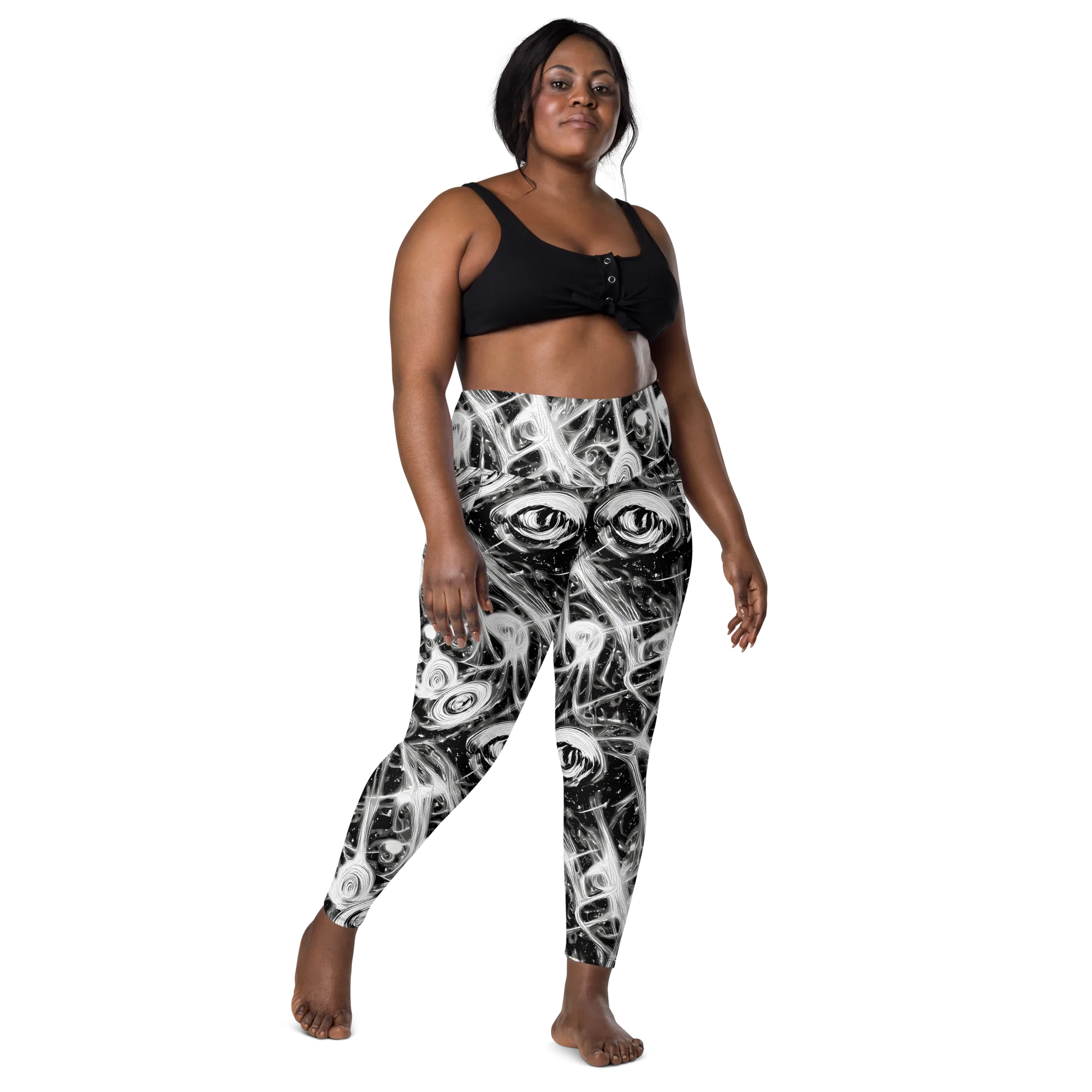 Monochrome Melt on Leggings with Pockets — Front