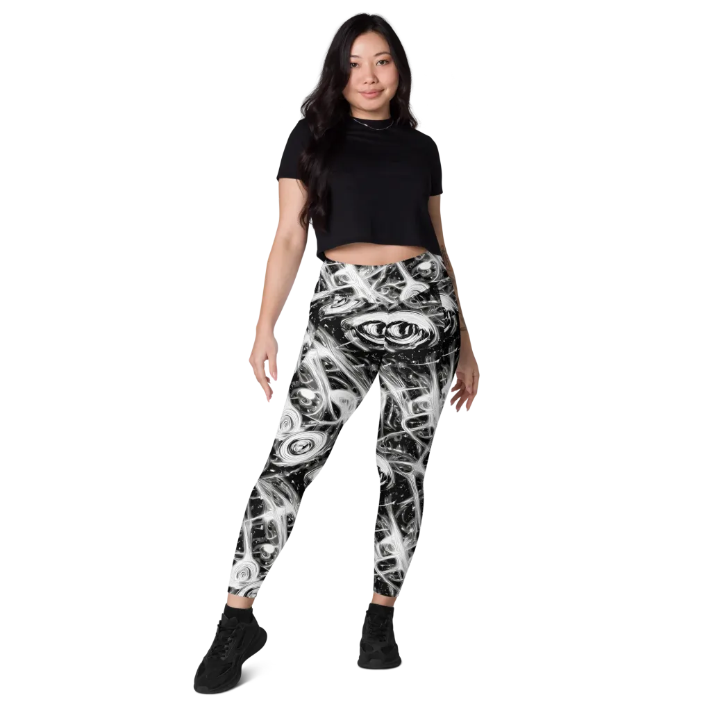 Monochrome Melt on Leggings with Pockets — Front