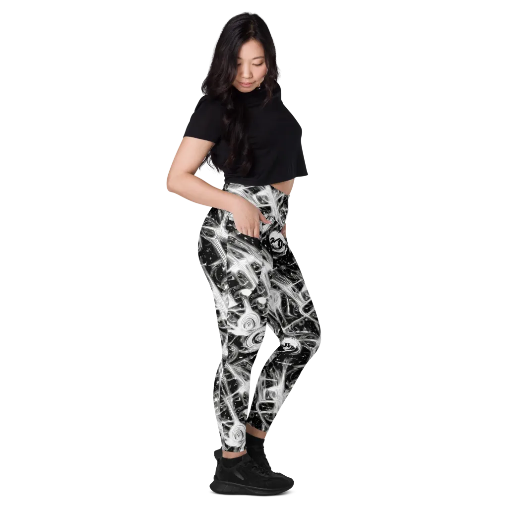 Monochrome Melt on Leggings with Pockets — Right