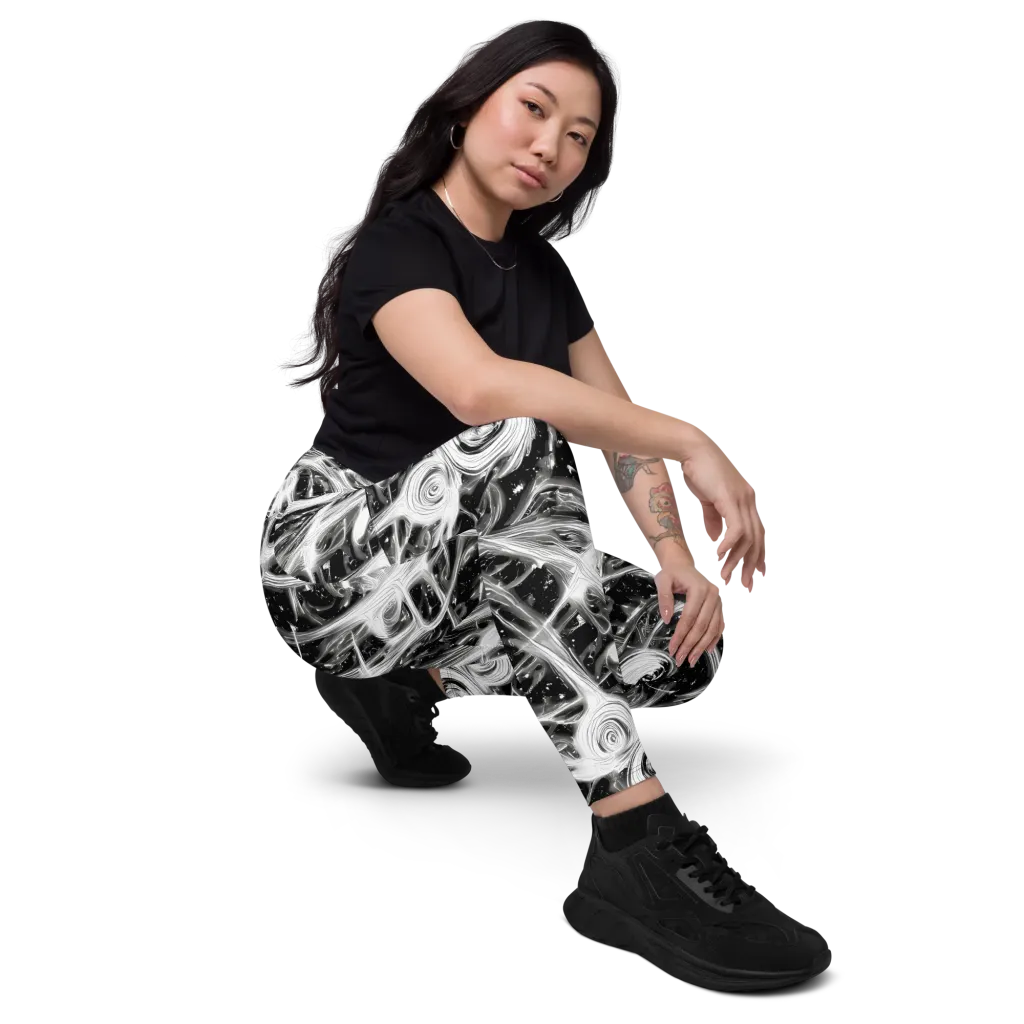 Monochrome Melt on Leggings with Pockets — Right Front