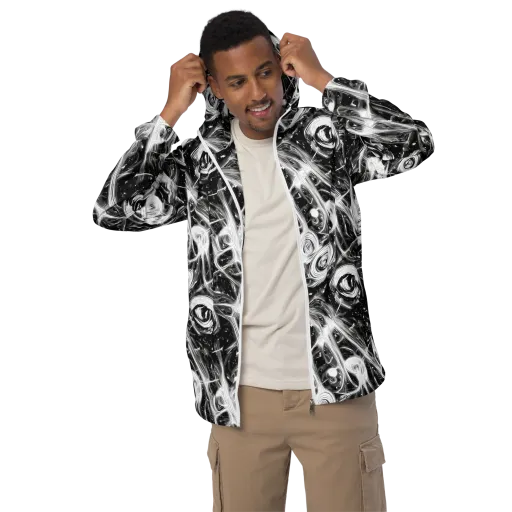 Monochrome Melt on a Men's Windbreaker
