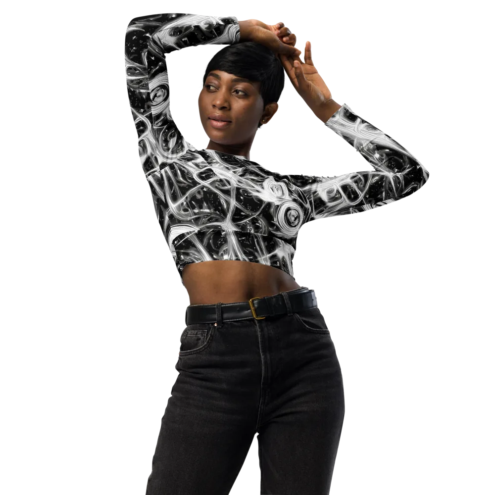 Monochrome Melt on Long Sleeve Crop Top — Front