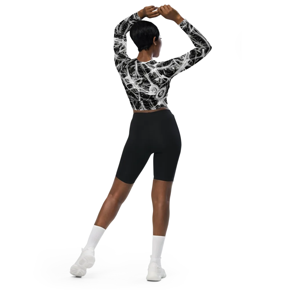 Monochrome Melt on Long Sleeve Crop Top — Back