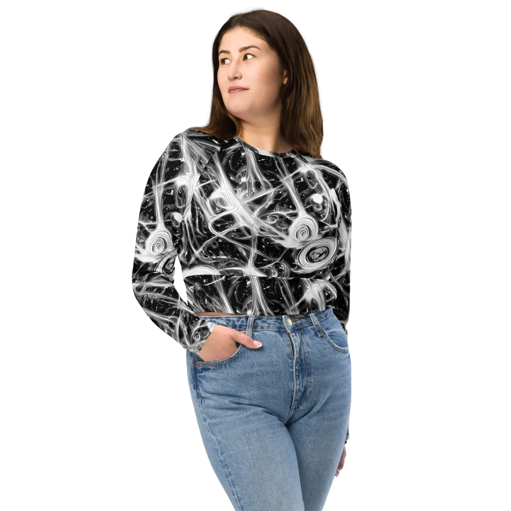 Monochrome Melt on Long Sleeve Crop Top — Front