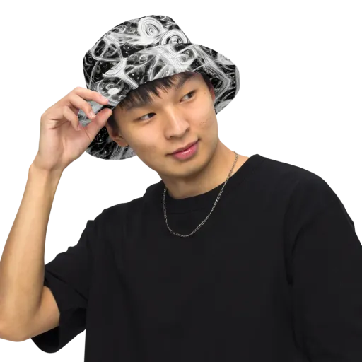 Monochrome Melt on a Reversible Bucket Hat