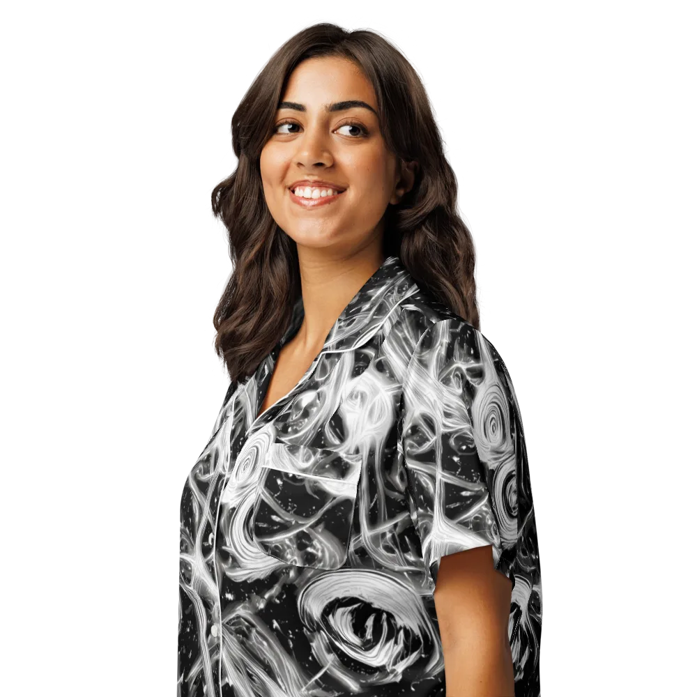 Monochrome Melt on Women's Short Sleeve Pajama Top — Left Front