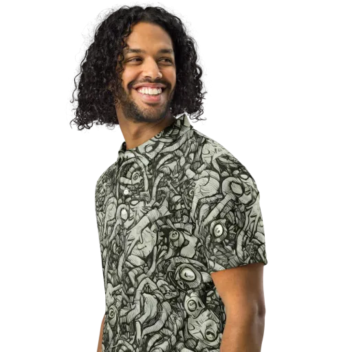 Inkwood Labyrinth on a Men's Slim Fit Polo Shirt