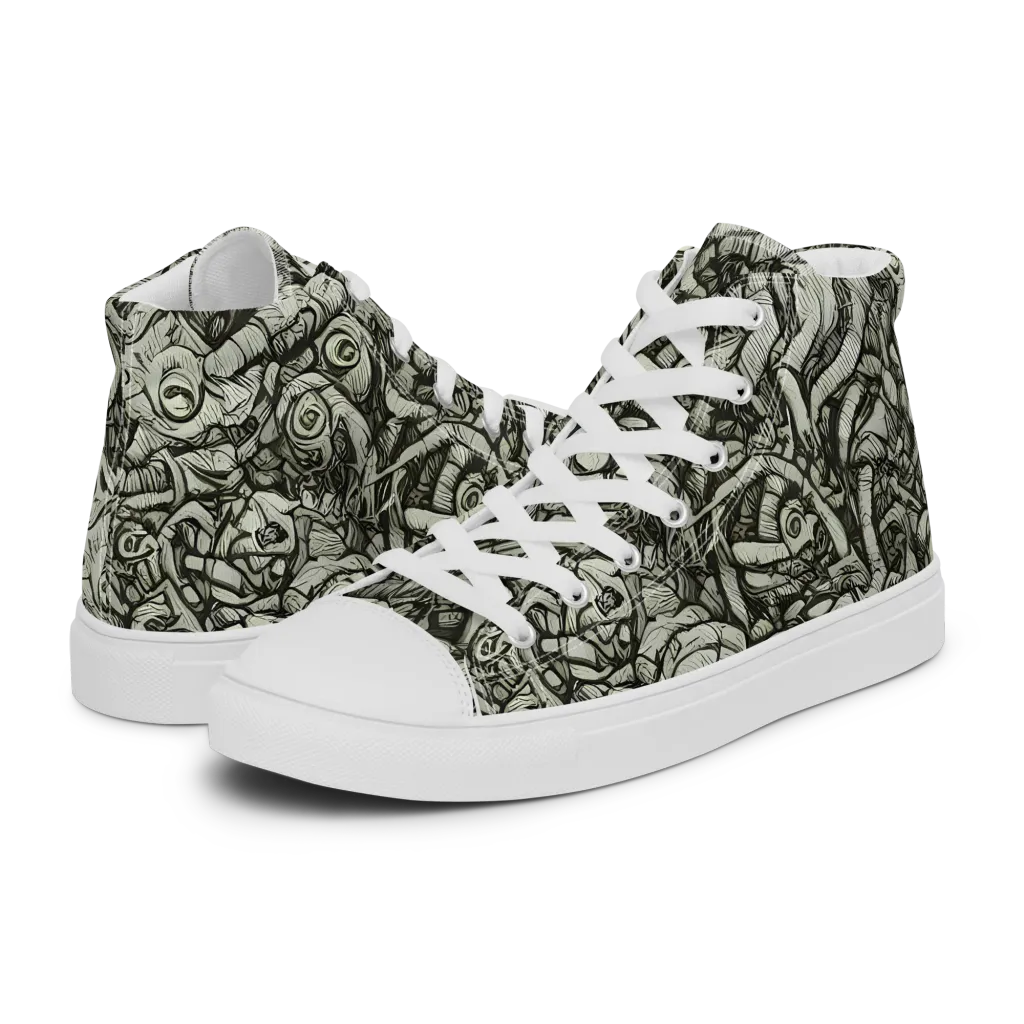 Inkwood Labyrinth on Men's High Top Canvas Shoes — Left