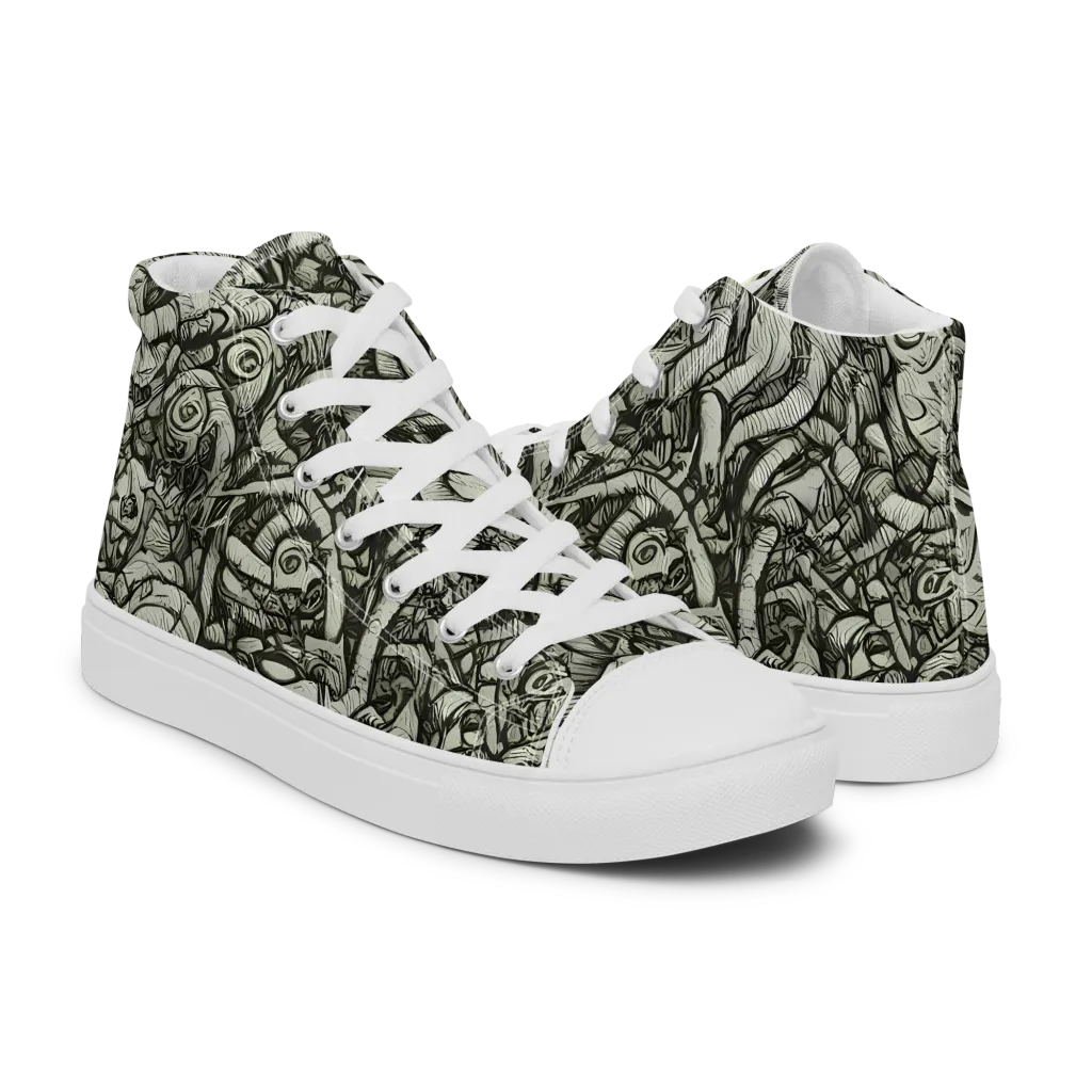 Inkwood Labyrinth on Men's High Top Canvas Shoes — Right