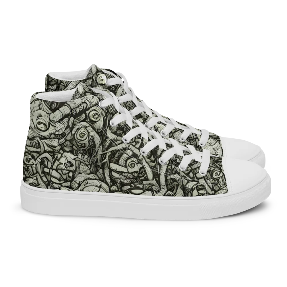 Inkwood Labyrinth on Women's High Top Canvas Shoes — Right