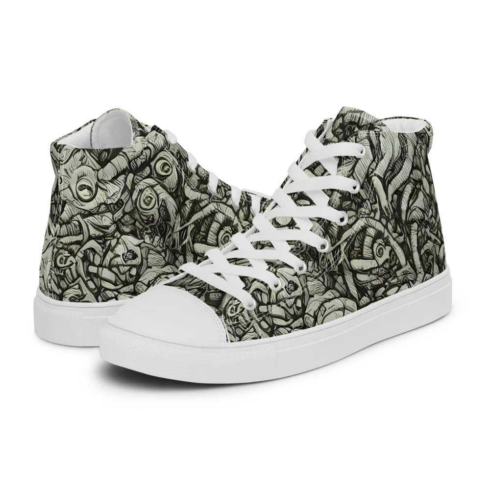 Inkwood Labyrinth on Women's High Top Canvas Shoes — Left