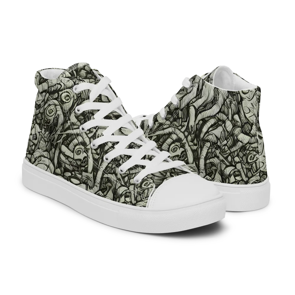 Inkwood Labyrinth on Women's High Top Canvas Shoes — Right