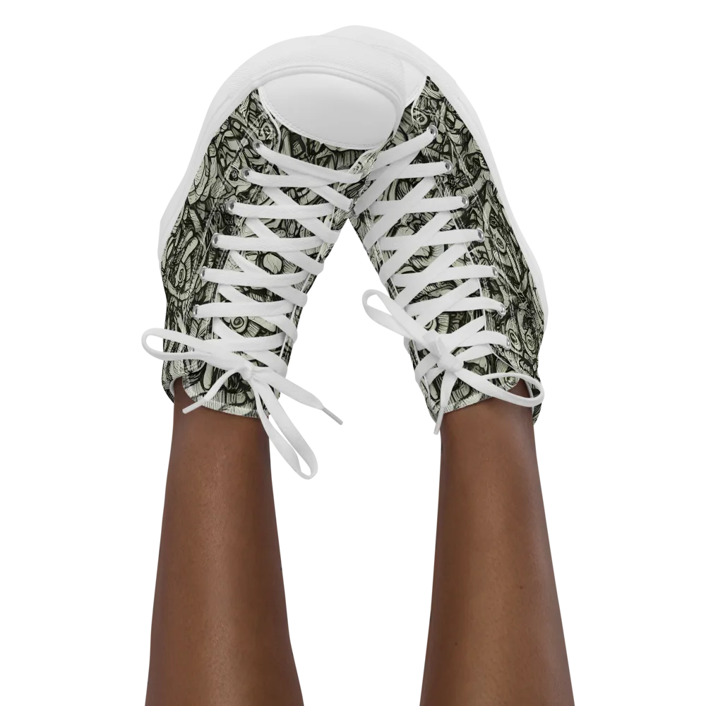 Inkwood Labyrinth on Women's High Top Canvas Shoes — Front