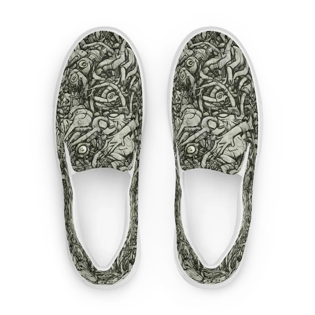 Inkwood Labyrinth on Men's Slip-On Canvas Shoes — Front