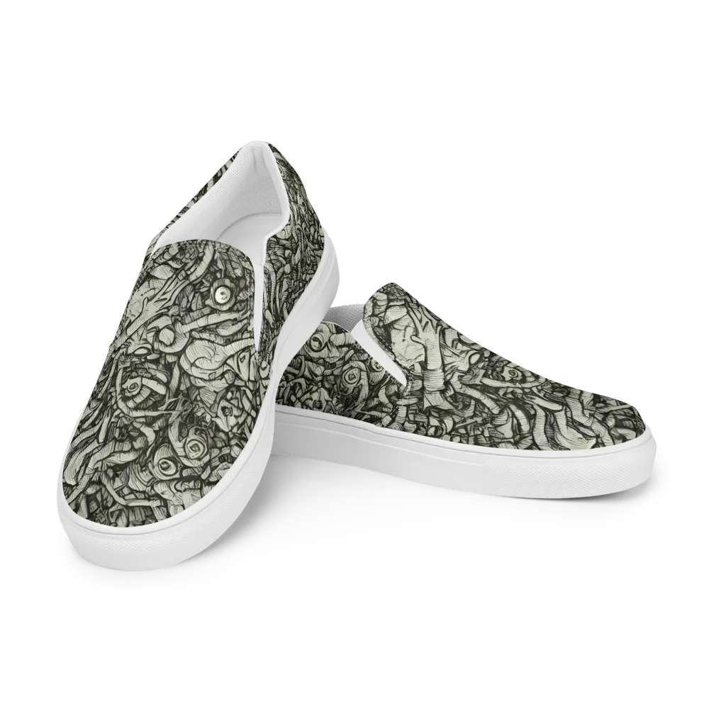 Inkwood Labyrinth on Women's Slip-On Canvas Shoes — Left Front