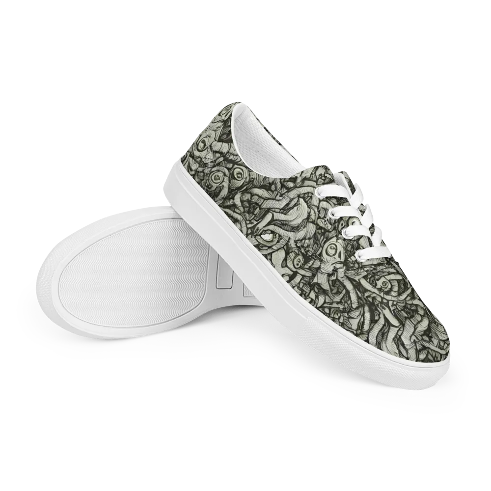 Inkwood Labyrinth on Men's Lace-Up Canvas Shoes — Right Front