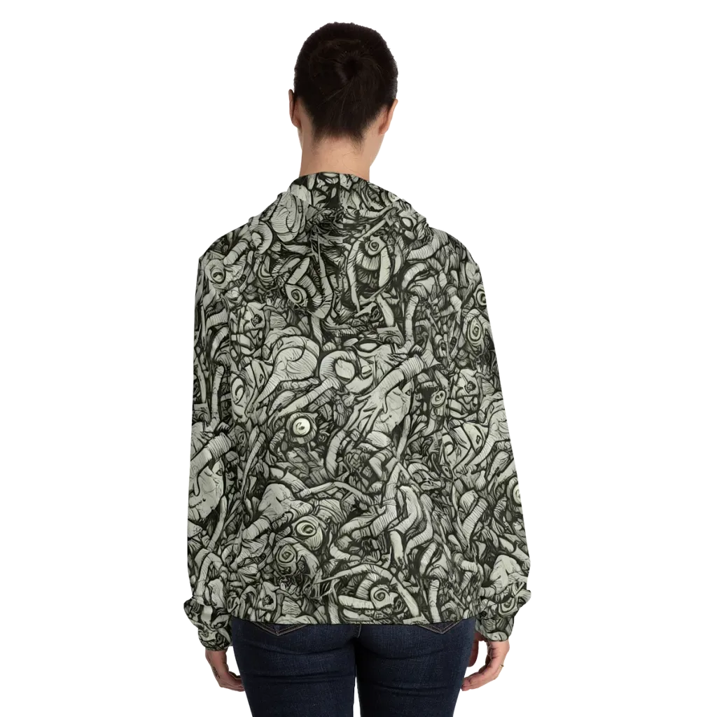 Inkwood Labyrinth on Women's Full-Zip Hoodie — Back On Person
