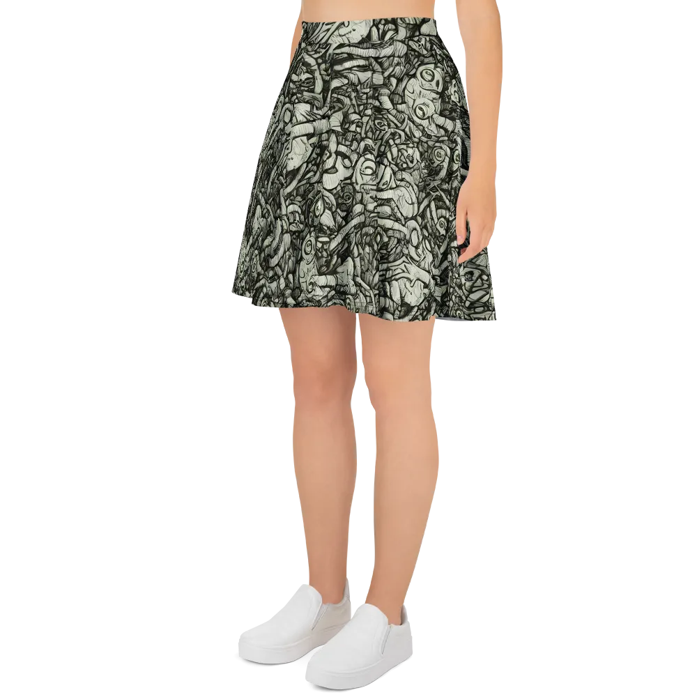 Inkwood Labyrinth on Skater Skirt — Left