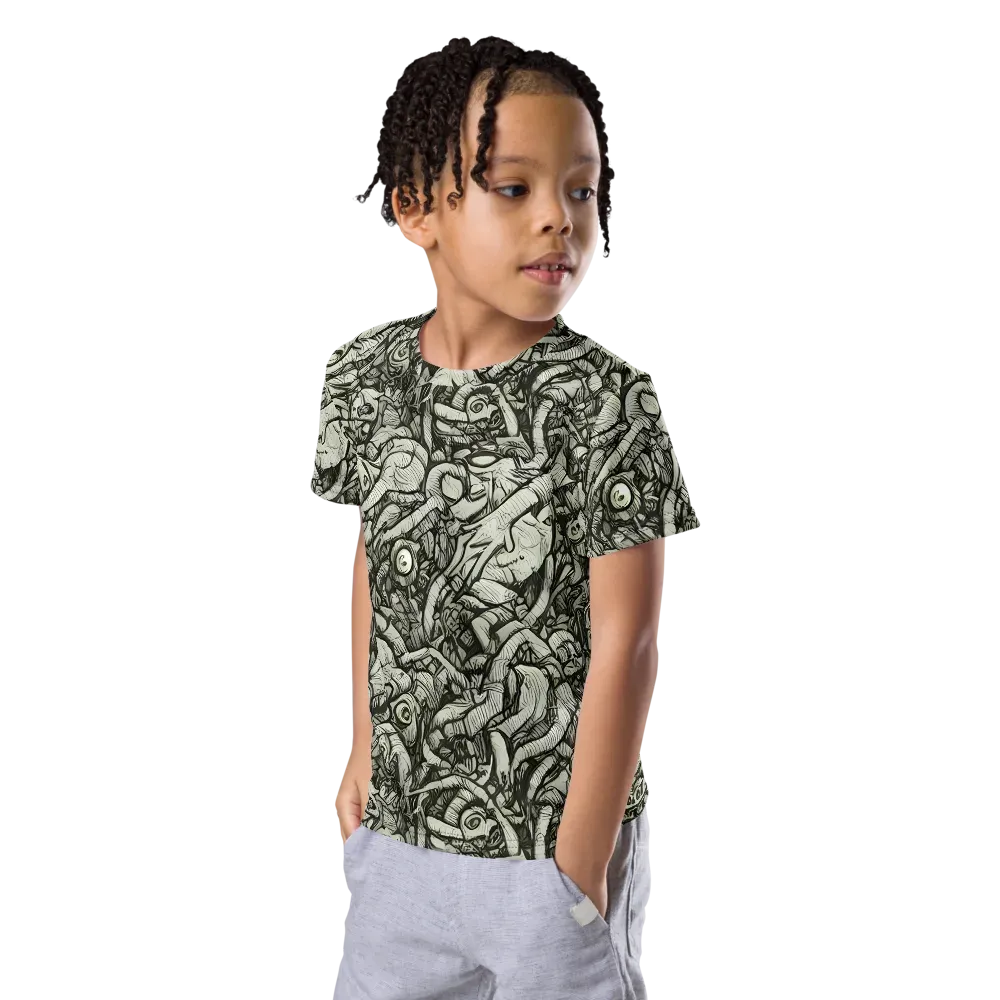 Inkwood Labyrinth on Kids Crew Neck T-Shirt — Left Front