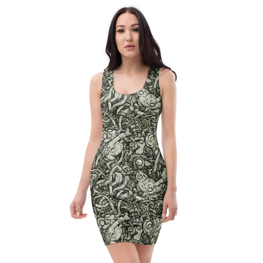 Inkwood Labyrinth on Bodycon Dress — Front