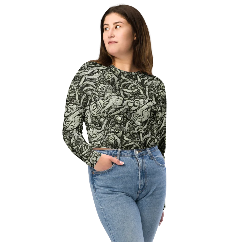 Inkwood Labyrinth on Long Sleeve Crop Top — Front