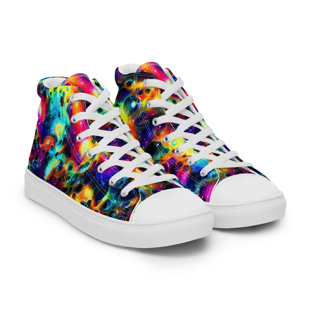 The Chromatic Tide on Men's High Top Canvas Shoes — Right Front