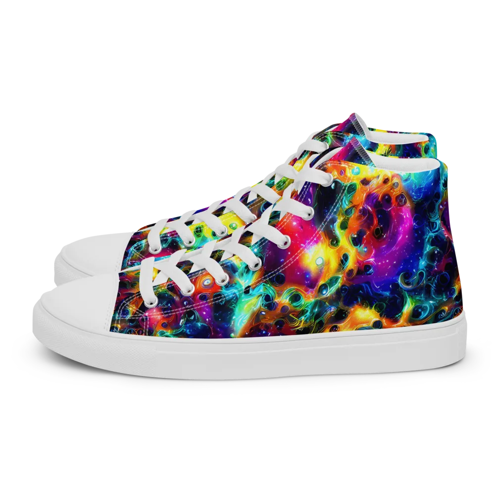 The Chromatic Tide on Men's High Top Canvas Shoes — Left