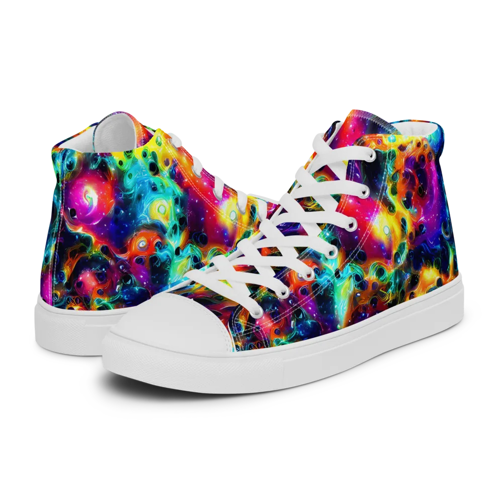 The Chromatic Tide on Men's High Top Canvas Shoes — Left