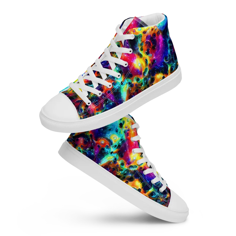 The Chromatic Tide on Men's High Top Canvas Shoes — Front