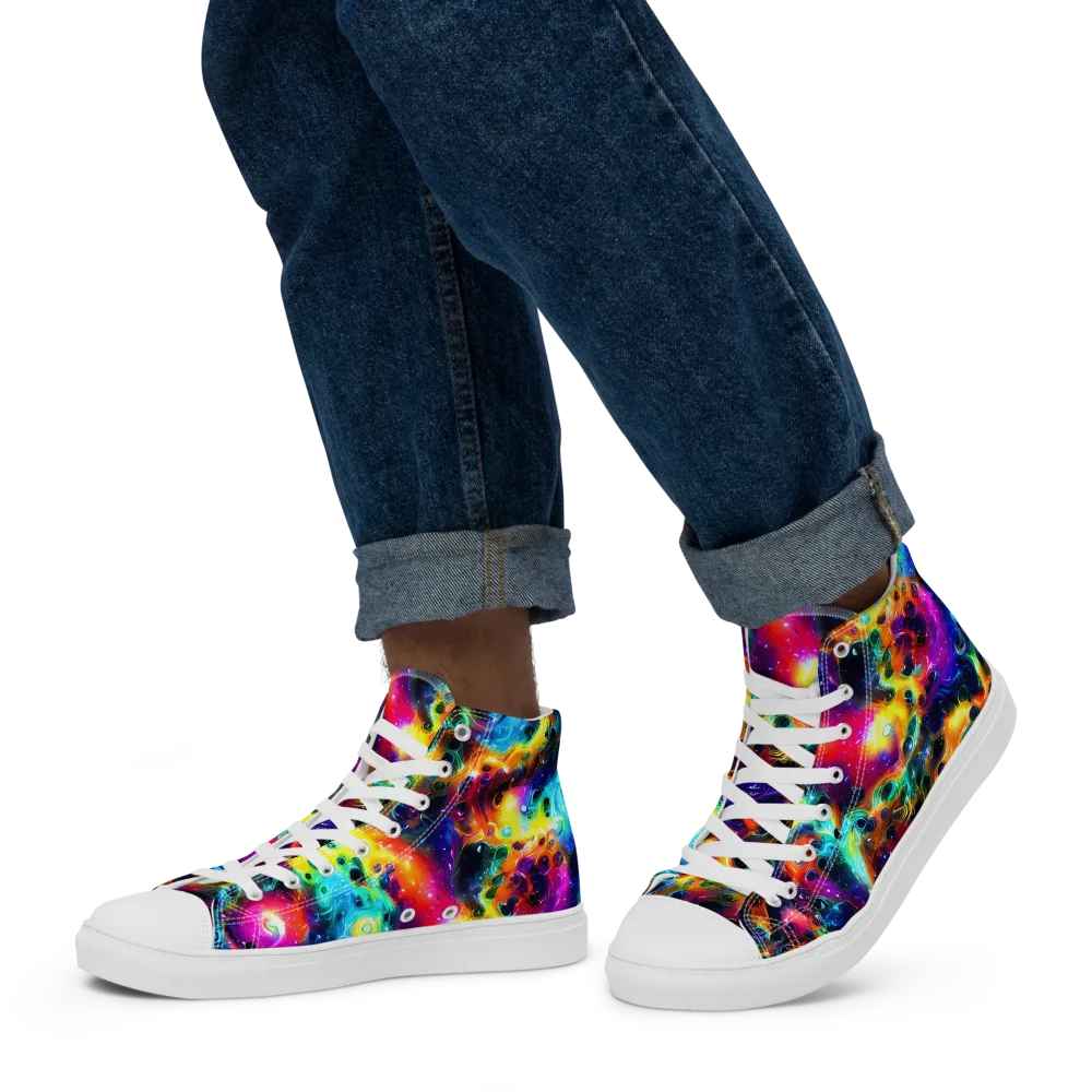 The Chromatic Tide on Men's High Top Canvas Shoes — Left