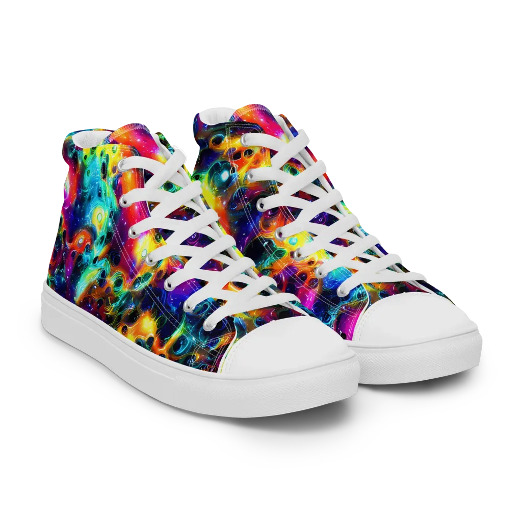 The Chromatic Tide on Women's High Top Canvas Shoes — Right Front