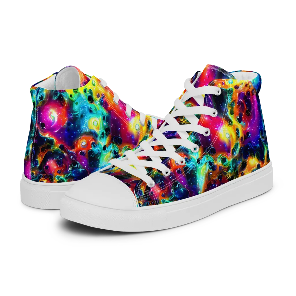 The Chromatic Tide on Women's High Top Canvas Shoes — Left