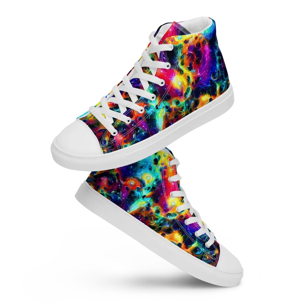 The Chromatic Tide on Women's High Top Canvas Shoes — Front