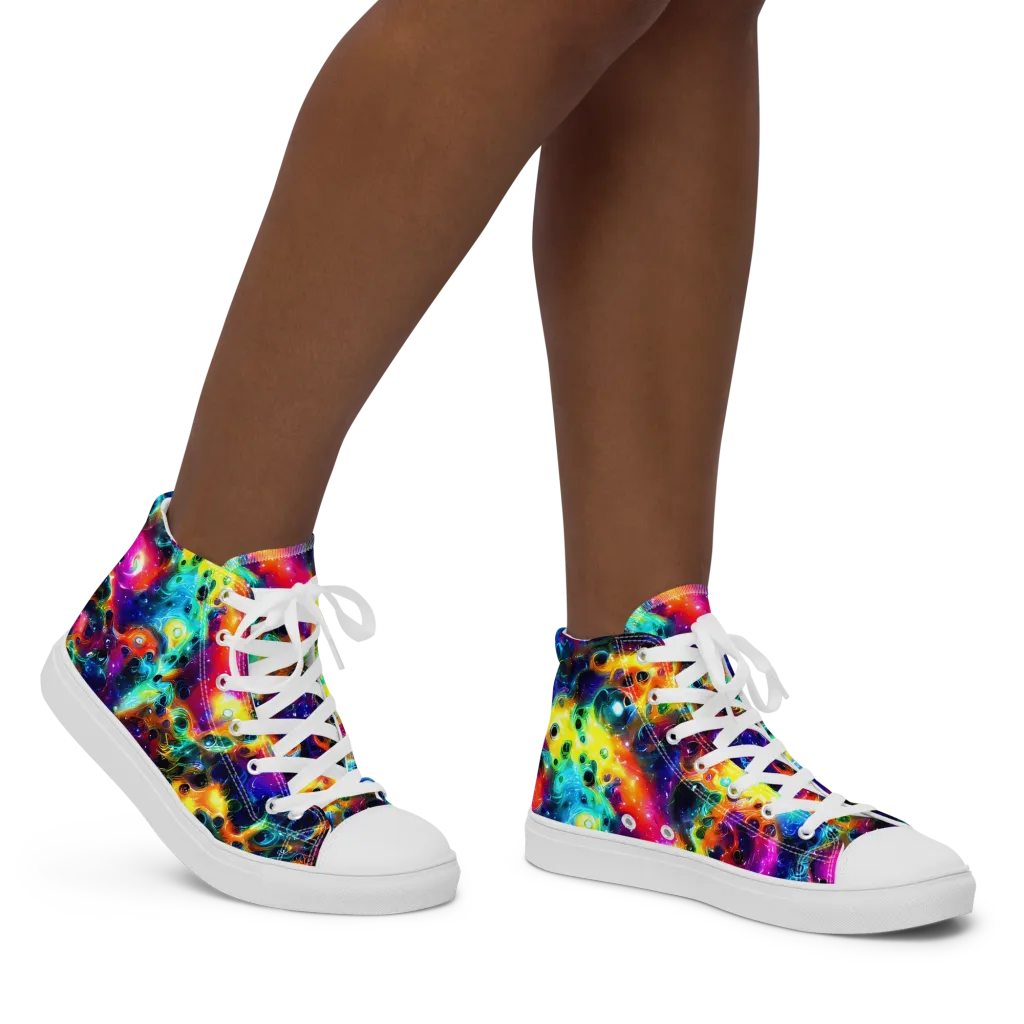 The Chromatic Tide on Women's High Top Canvas Shoes — Right