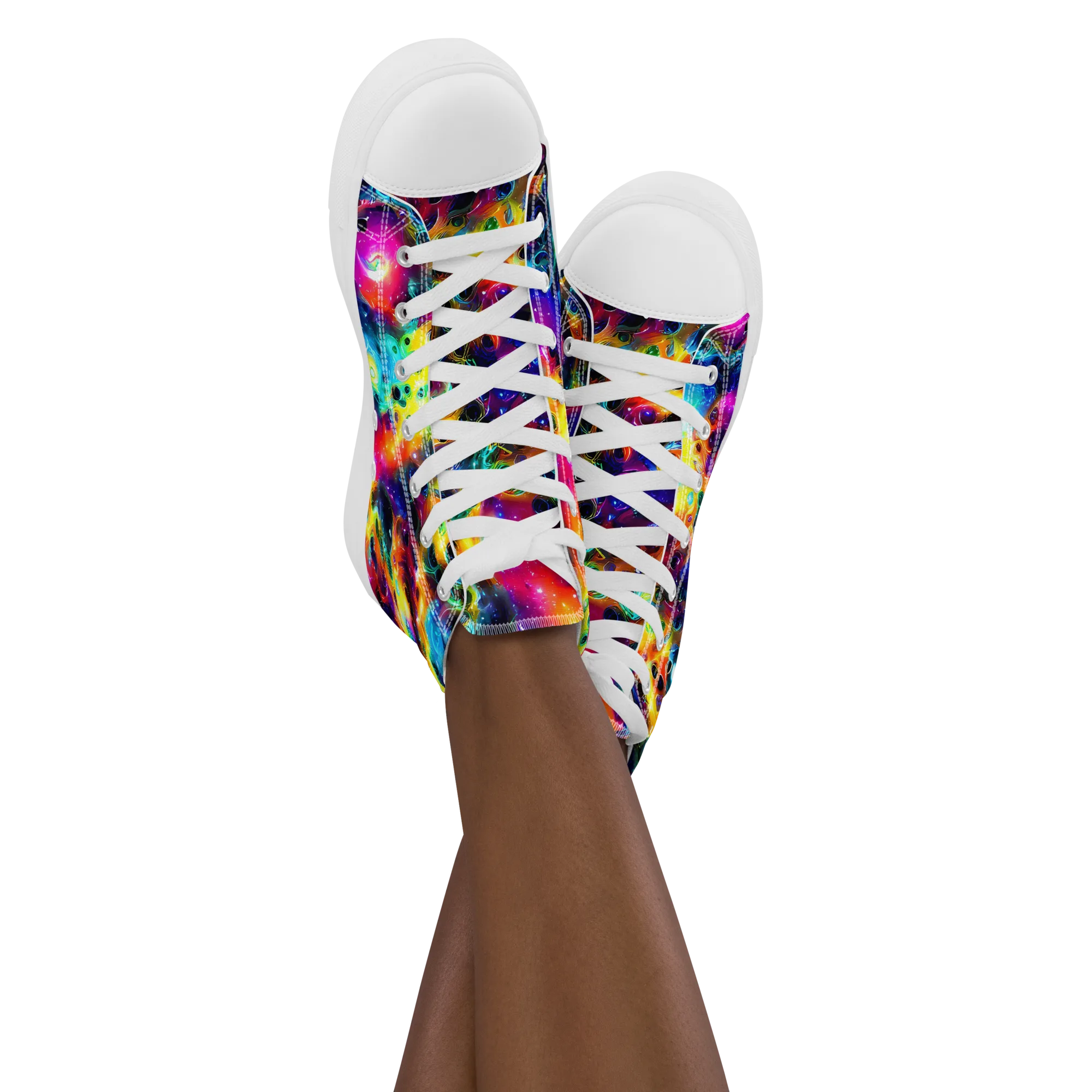 The Chromatic Tide on Women's High Top Canvas Shoes — Front