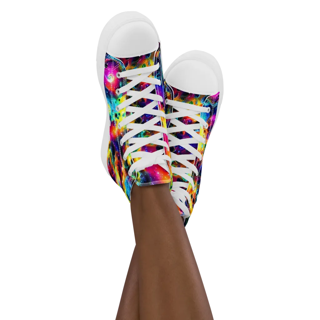 The Chromatic Tide on Women's High Top Canvas Shoes — Front