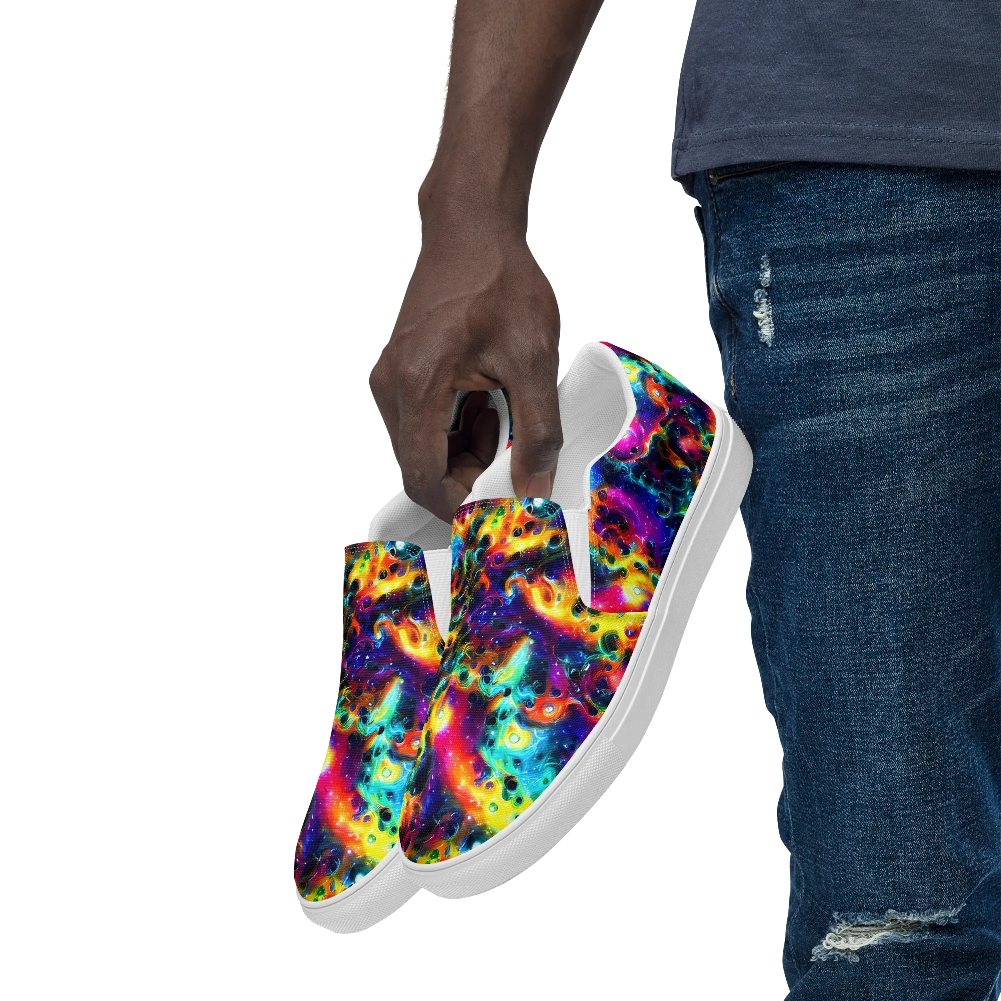 The Chromatic Tide on Men's Slip-On Canvas Shoes — Left Front