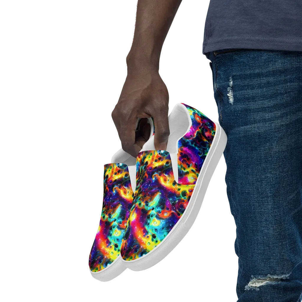 The Chromatic Tide on Men's Slip-On Canvas Shoes — Left Front