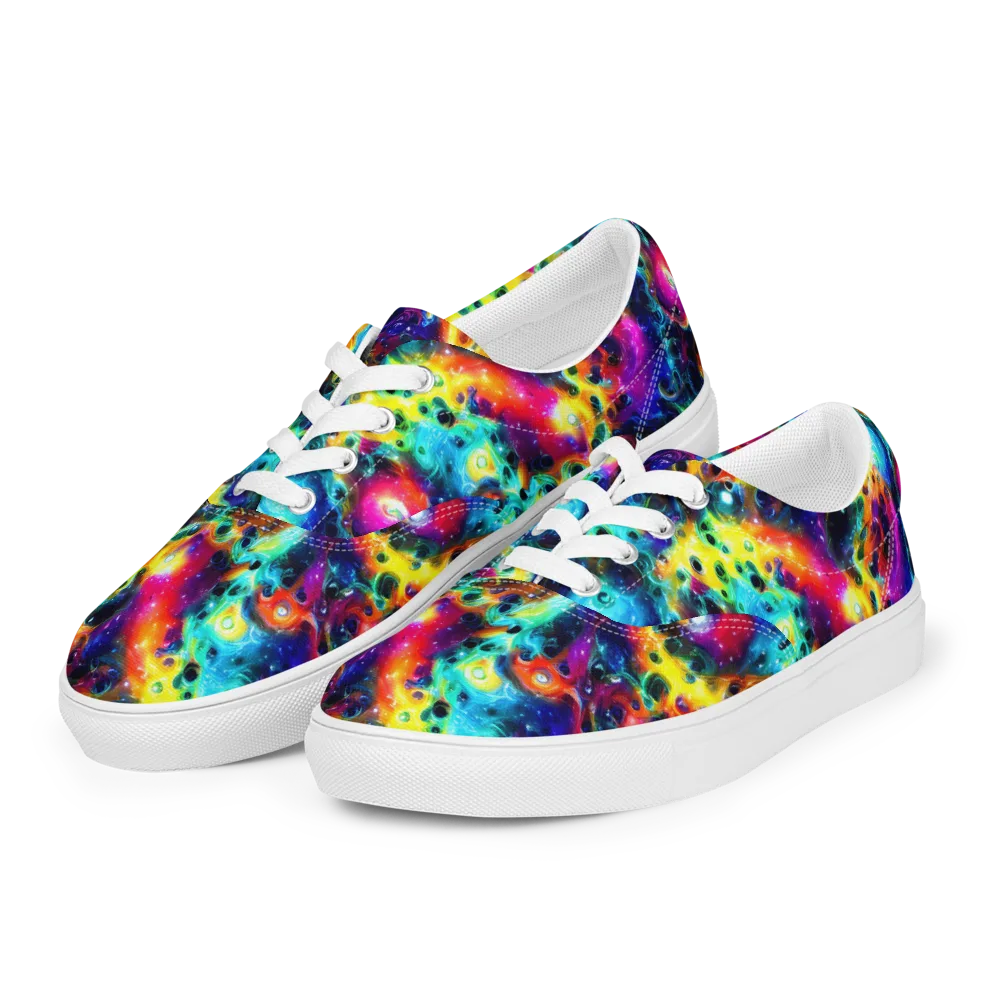 The Chromatic Tide on Men's Lace-Up Canvas Shoes — Left Front