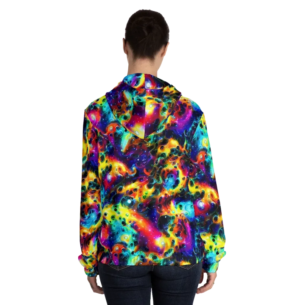 The Chromatic Tide on Women's Full-Zip Hoodie — Back On Person