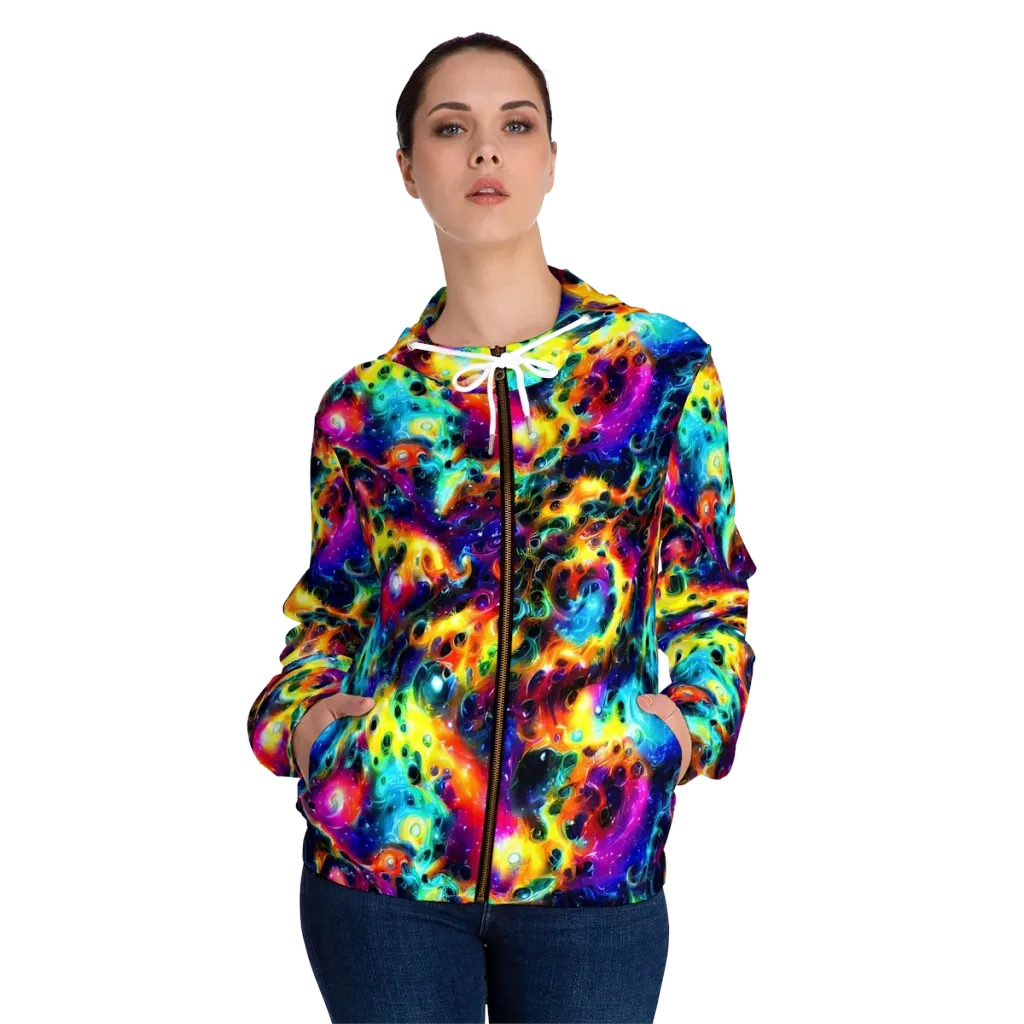 The Chromatic Tide on Women's Full-Zip Hoodie — Front On Person